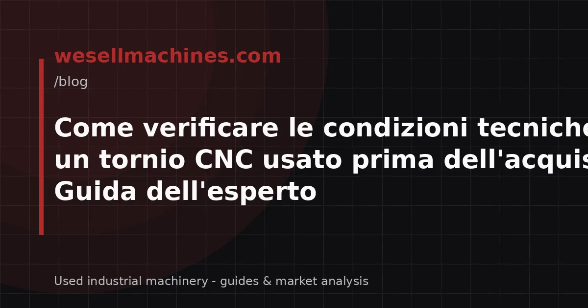 Come verificare le condizioni tecniche di un tornio CNC usato prima dell'acquisto? Guida dell'esperto