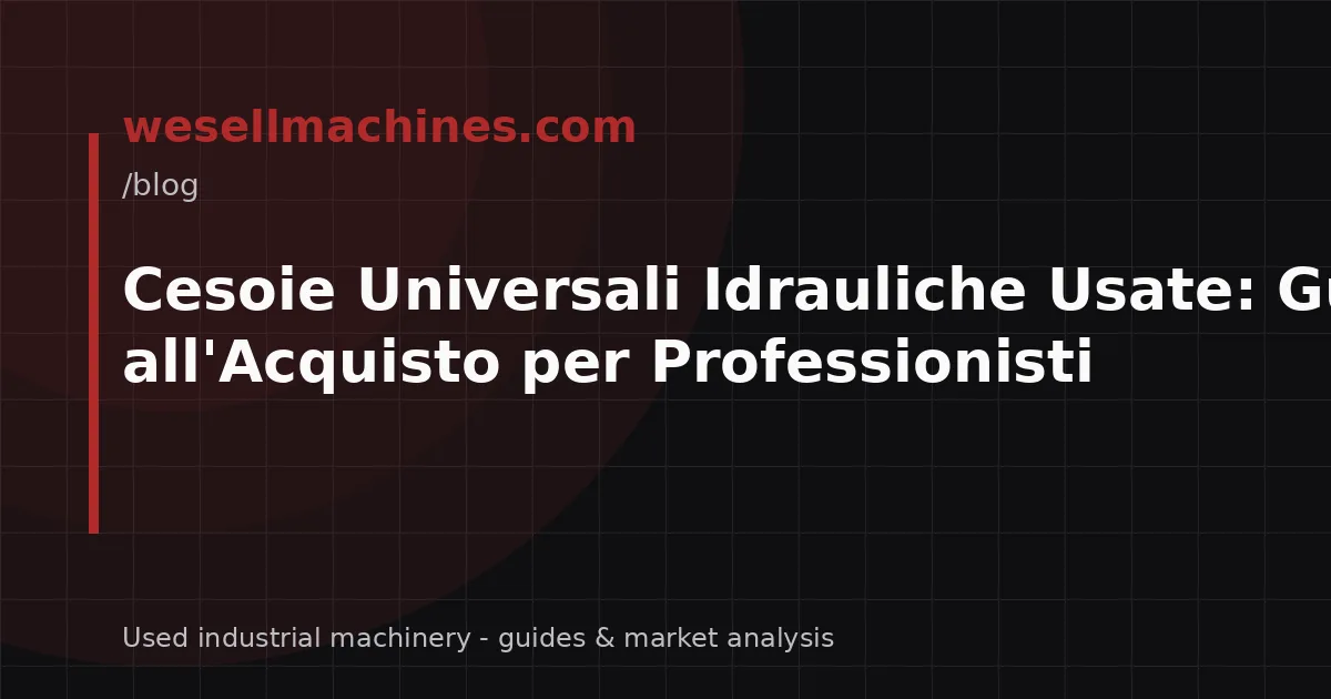 Cesoie Universali Idrauliche Usate: Guida all'Acquisto per Professionisti