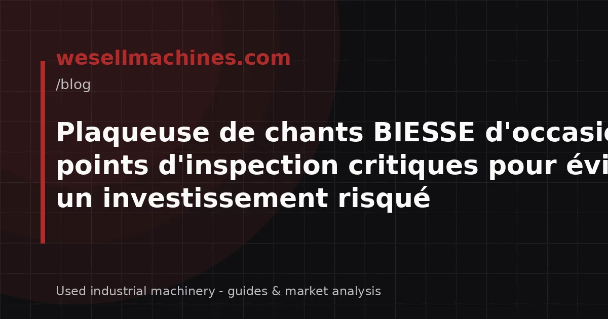 Plaqueuse de chants BIESSE d'occasion : 7 points d'inspection critiques pour éviter un investissement risqué