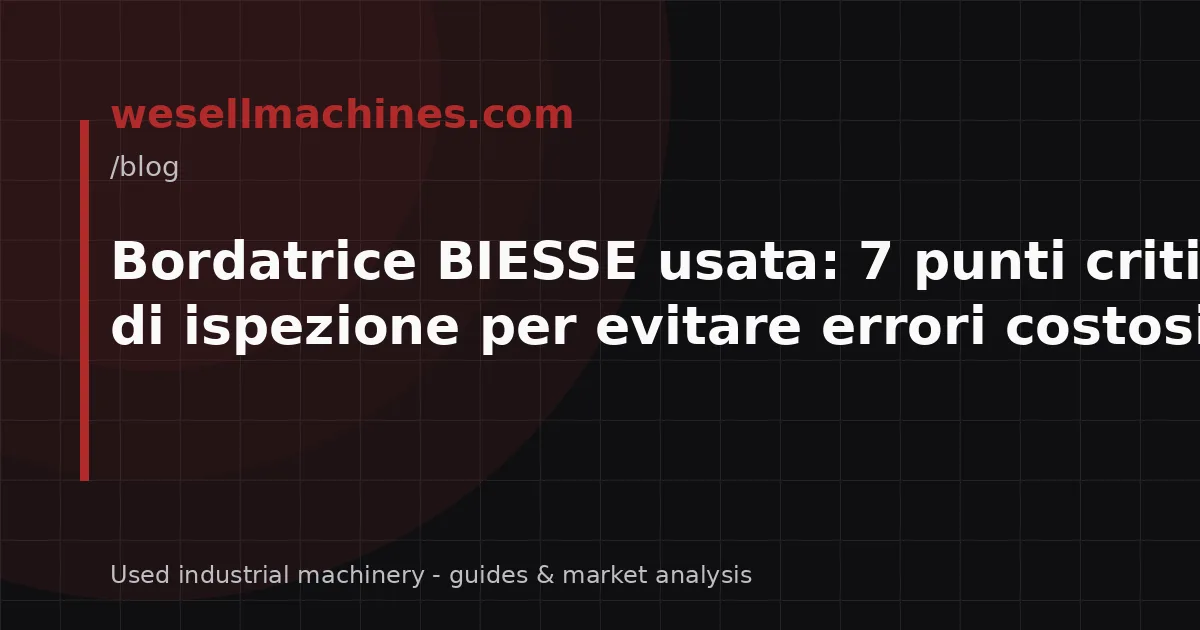 Bordatrice BIESSE usata: 7 punti critici di ispezione per evitare errori costosi