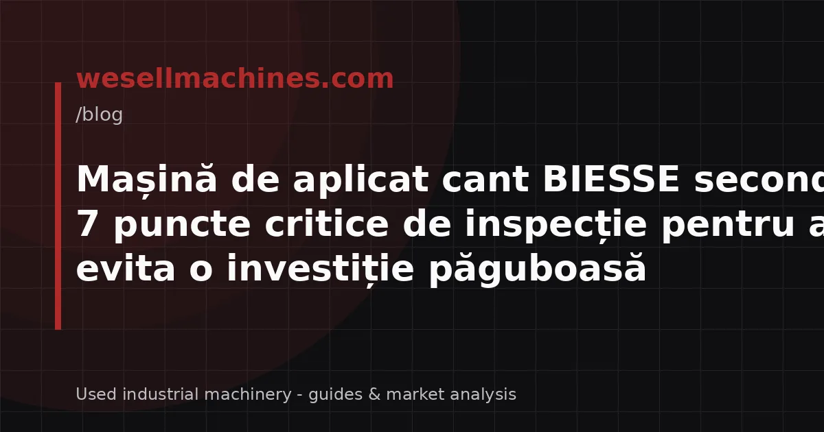 Mașină de aplicat cant BIESSE second hand: 7 puncte critice de inspecție pentru a evita o investiție păguboasă