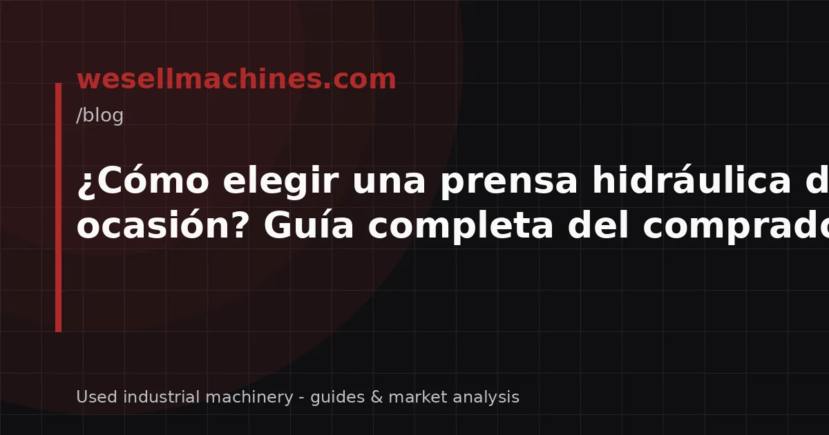¿Cómo elegir una prensa hidráulica de ocasión? Guía completa del comprador