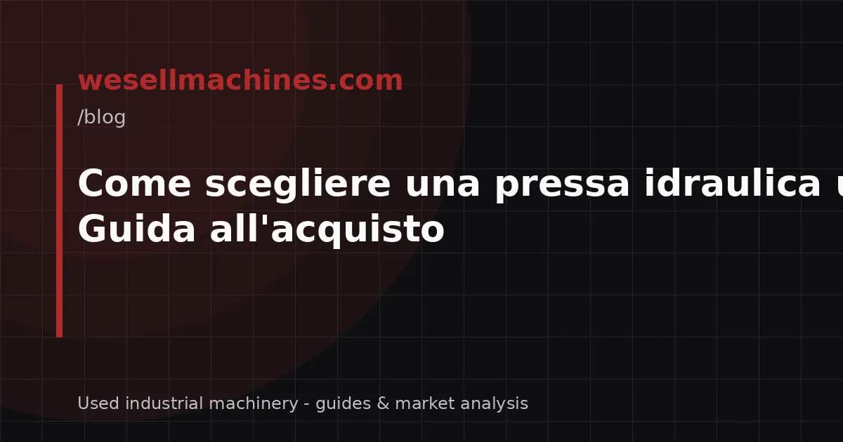 Come scegliere una pressa idraulica usata? Guida all'acquisto