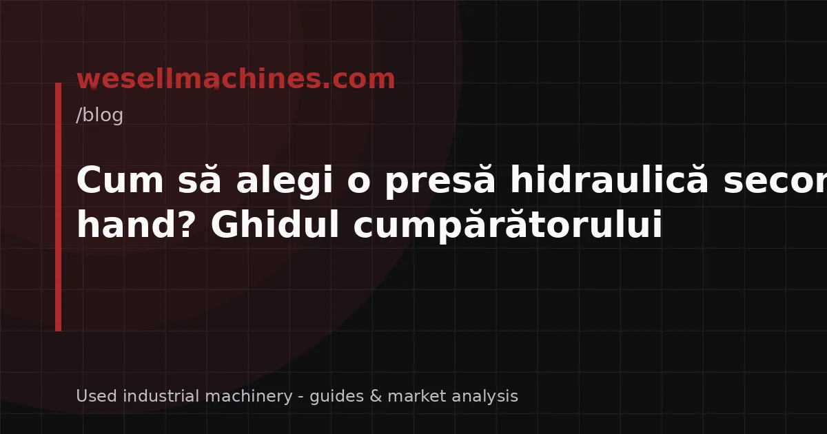Cum să alegi o presă hidraulică second-hand? Ghidul cumpărătorului