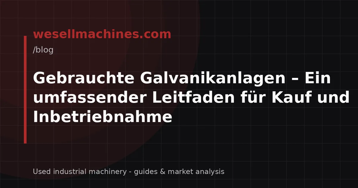 Gebrauchte Galvanikanlagen – Ein umfassender Leitfaden für Kauf und Inbetriebnahme