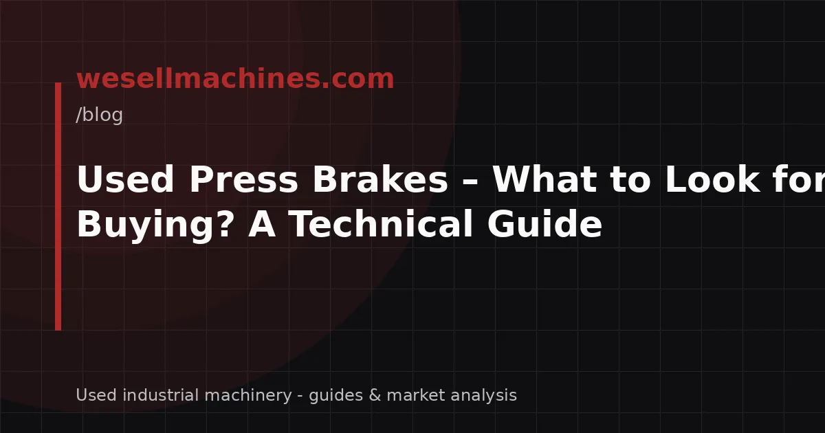 Used Press Brakes – What to Look for When Buying? A Technical Guide