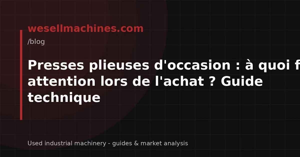 Presses plieuses d'occasion : à quoi faire attention lors de l'achat ? Guide technique