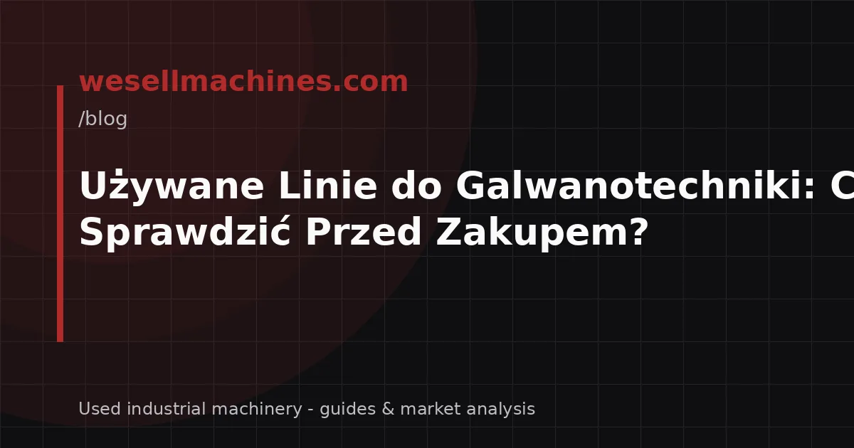 Używane Linie do Galwanotechniki: Co Sprawdzić Przed Zakupem?