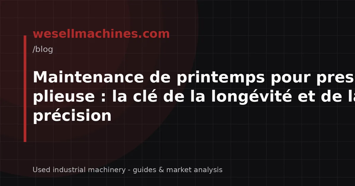 Maintenance de printemps pour presse plieuse : la clé de la longévité et de la précision