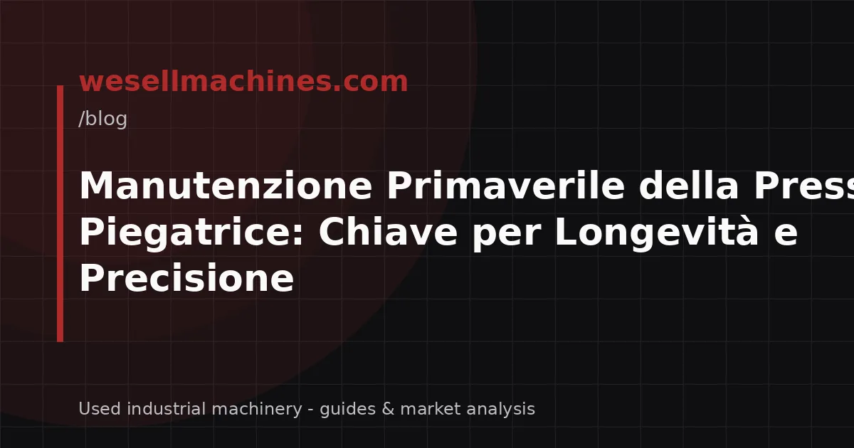 Manutenzione Primaverile della Pressa Piegatrice: Chiave per Longevità e Precisione