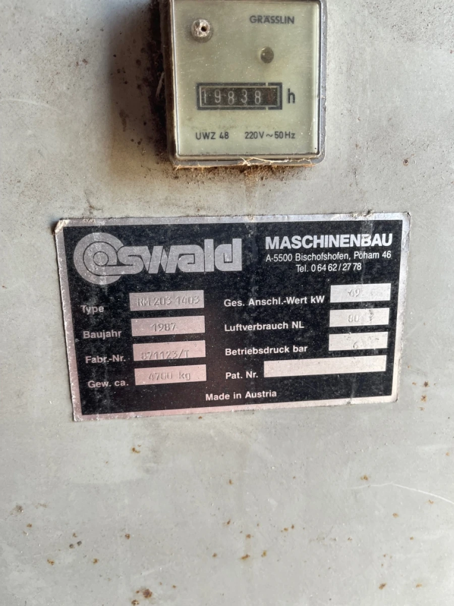 Used Oswald RM 203 Rounding Machine - Precision and Efficiency in Round Wood Processing