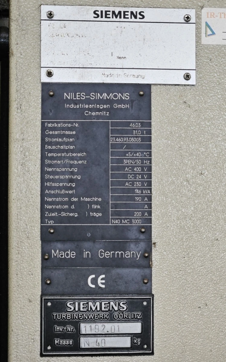 Used NILES-SIMMONS N40MC CNC Turning Center