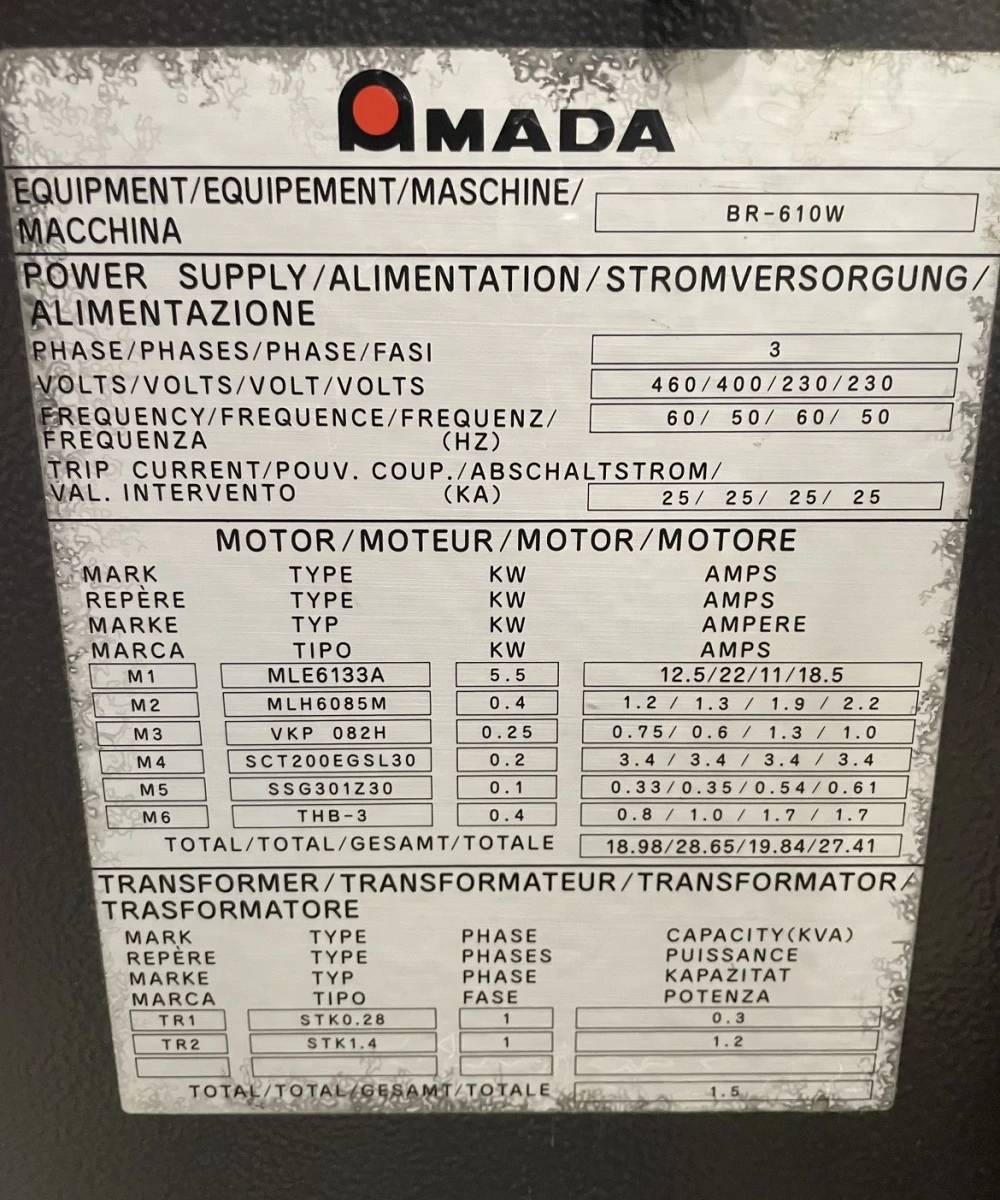 AMADA BR-610W Deburring / Wide-Belt Grinding Machine (Year of Manufacture 1998)