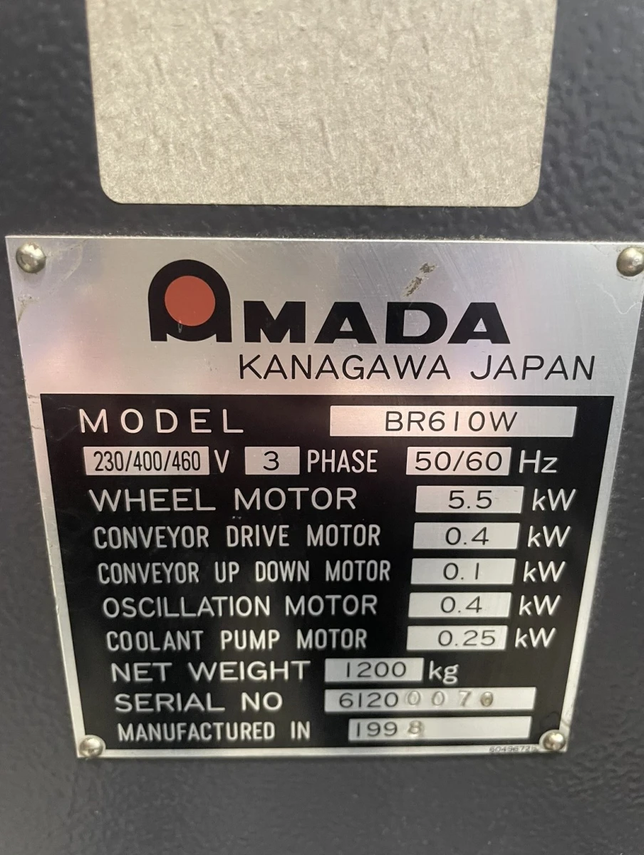 AMADA BR-610W Deburring / Wide-Belt Grinding Machine (Year of Manufacture 1998)