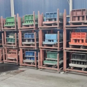 Production line for vibro-pressed concrete elements