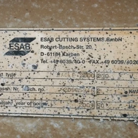 ESAB CNC EAGLE 2000 plasma cutter, 3x1.5m size, manufactured in 2009