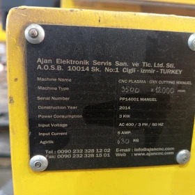 CNC Plasma-Gas Cutting Machine AJAN SHP 260A (2014) – Dual Gantry, High Performance