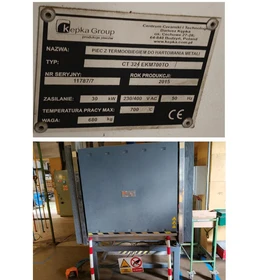 Used Kępka CT 324 EKM700TO Industrial Hardening Furnace 700°C 30kW (2015) – Serial 11787/7 – Piła