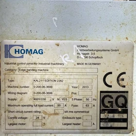 Usada Canteadora HOMAG KAL 211 Año 2013 – Nº de serie 0-200-06-3699 – Łódź