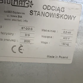 Použitá sada pro odsávání prachu: 3× STOLMAT ST-2, FORMAT St 15, 2× NRG Makine – Polsko