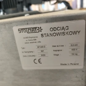 Použitá sada pro odsávání prachu: 3× STOLMAT ST-2, FORMAT St 15, 2× NRG Makine – Polsko