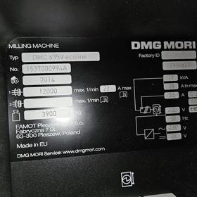 Obráběcí centrum DMG Mori DMC 635 V ecoline CNC Vertical 2014 – Sériové č. 1537000994A – Polsko